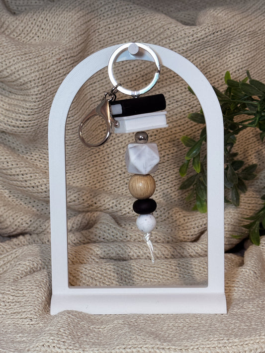 Black & White with Silver Keyring