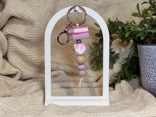 Pink & Purple with Silver Keyring