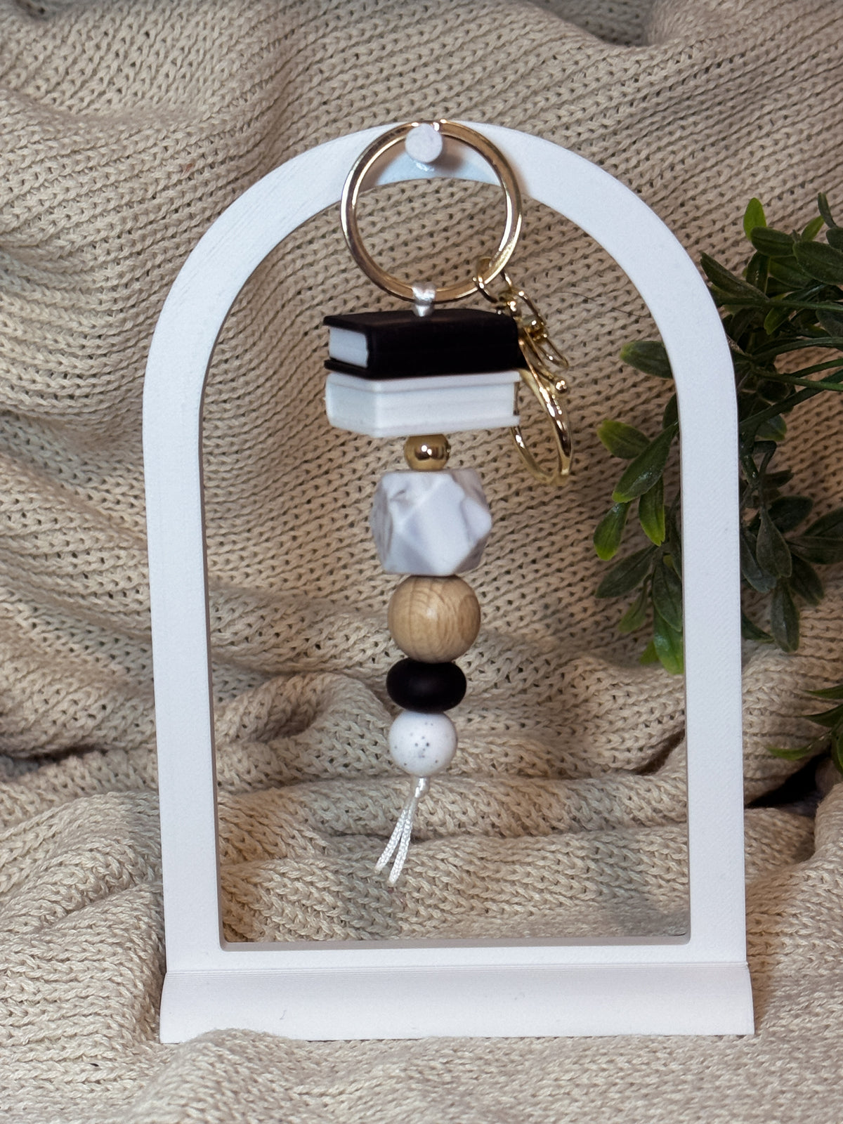 Black & White with Gold Keyring
