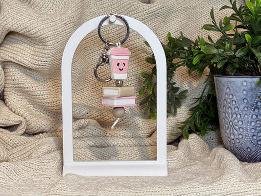 Coffee & Books with Silver Keyring