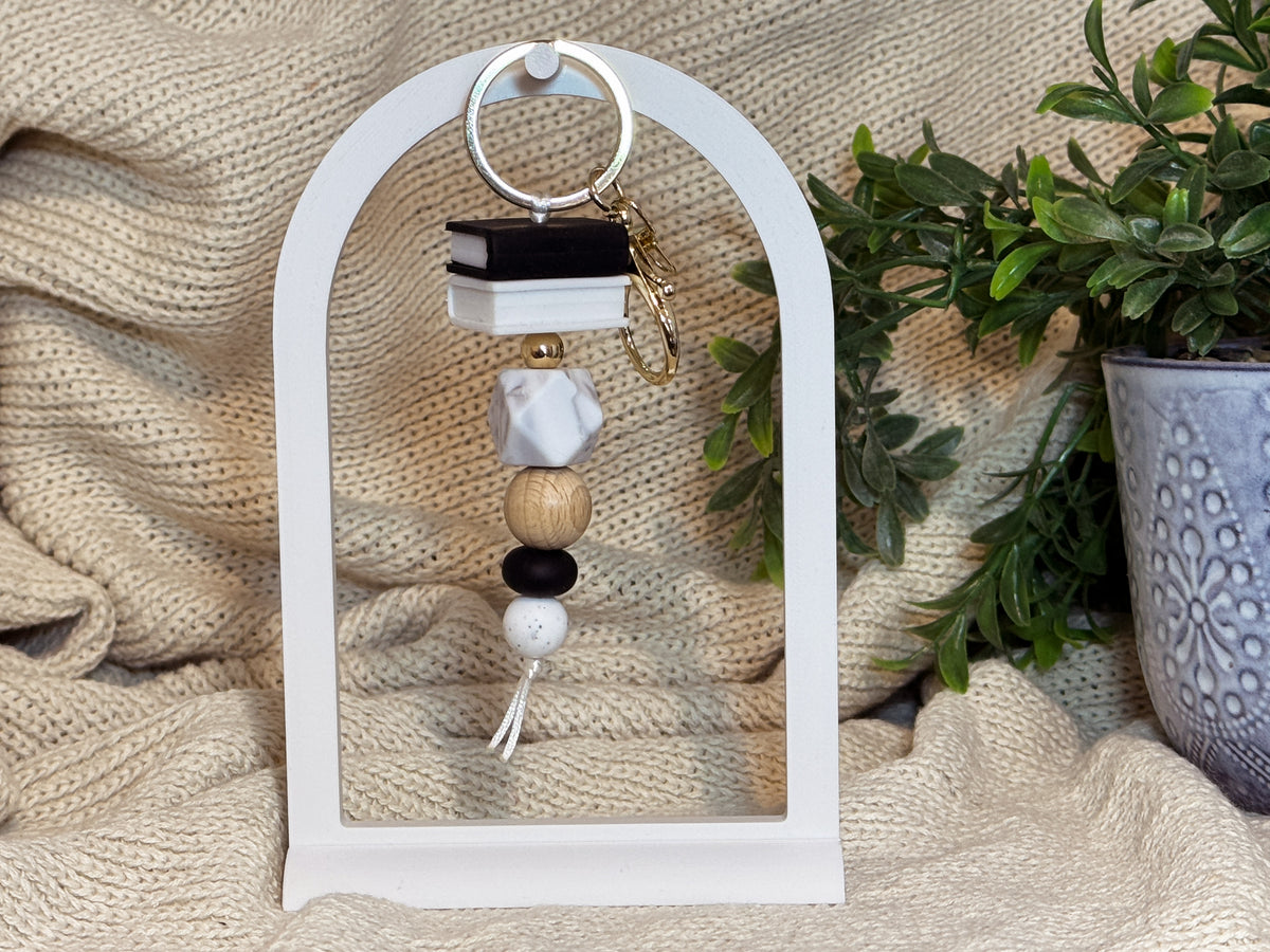 Black & White with Gold Keyring