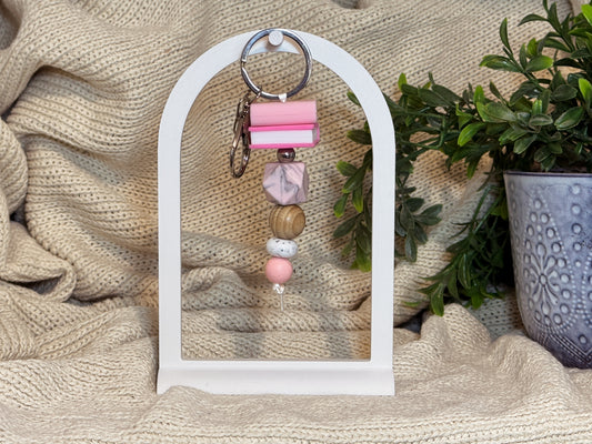 Pink with Silver Keyring