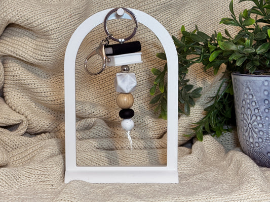 Black & White with Silver Keyring