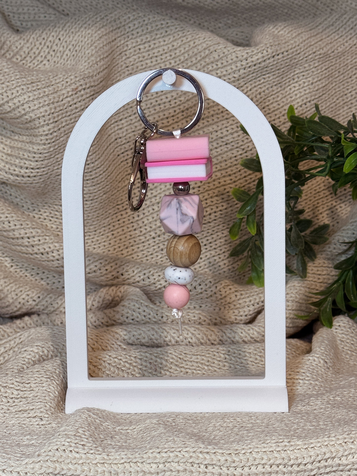 Pink with Silver Keyring